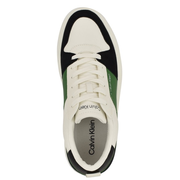 Calvin Klein Men's Blayne Casual Lace-Up White, Green, and Black Sneakers - Picture 4 of 15